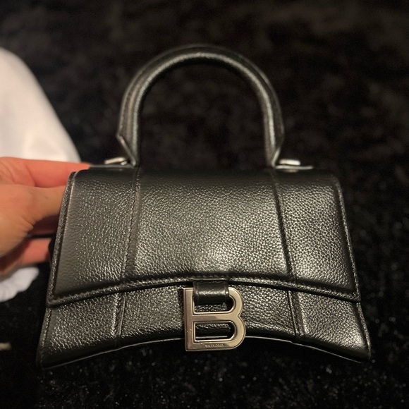 BALENCIAGA XS HOURGLASS TOP HANDLE BAG BLACK - Picture 1 of 12